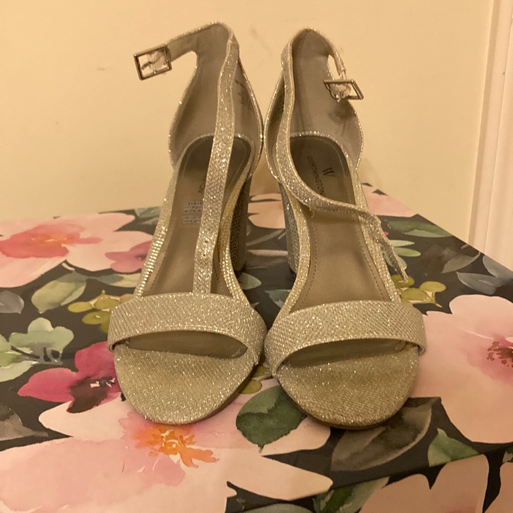 Silver sparkly heels